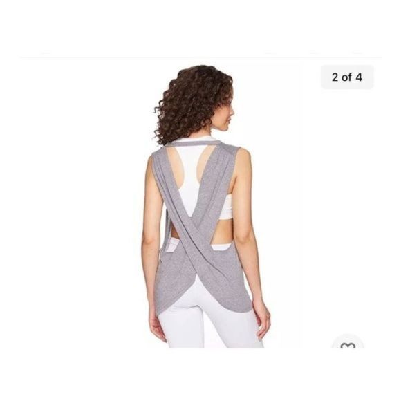 Free People No Sweat Tank Asphalt Grey XS NWT Criss-Cross Back - Picture 14 of 16